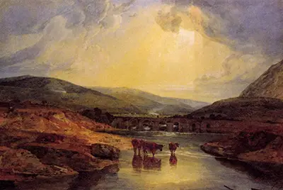 Abergavenny Bridge Monmouthshire Clearing up after a Showery Day (A Bridge over the Usk) William Turner